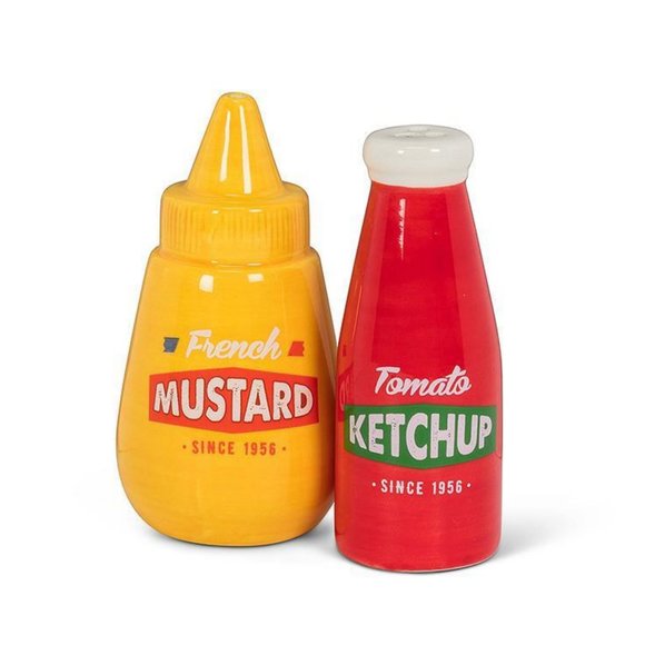 Ketchup & Mustard Ceramic Salt & Pepper Shakers Set - Picture 2 of 6